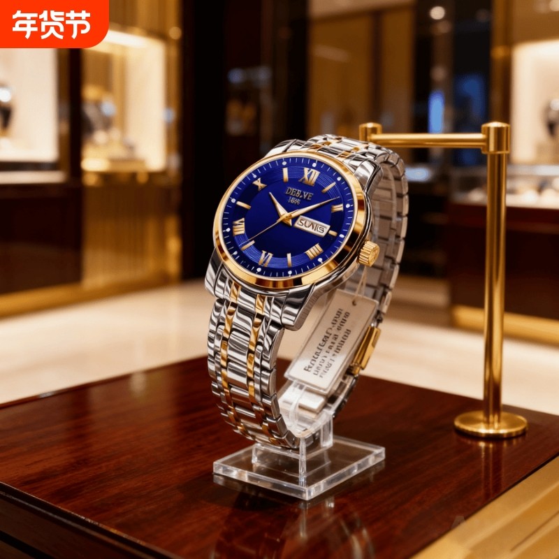 手表男款防水高级感全自动男表数字双日历防水腕表男机械风全自动