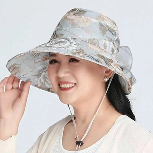 防晒遮阳帽女士休闲盆帽户外中老年人夏季妈妈太阳帽子全方位帽檐