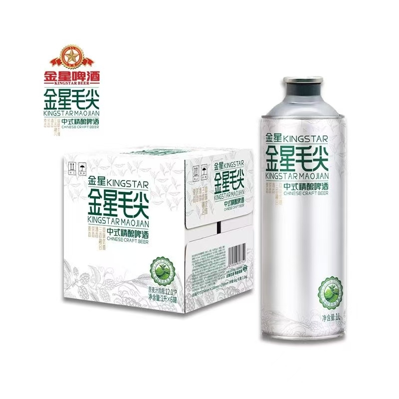 金星啤酒1L*6瓶中式精酿毛尖茶香清爽口感整箱装