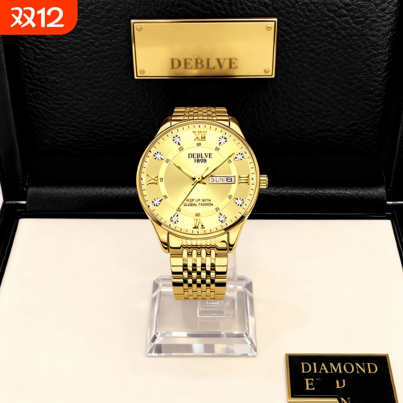 正品名牌钢带商务防水石英腕表高级感男士男款手表全自动非机械表