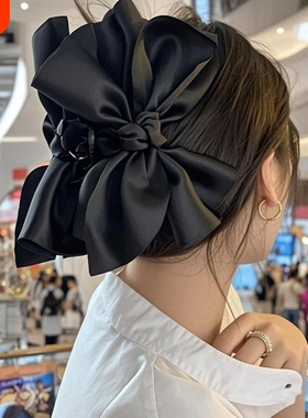 黑色超大蝴蝶结抓夹女后脑勺高级感大号鲨鱼夹在逃公主发饰发夹