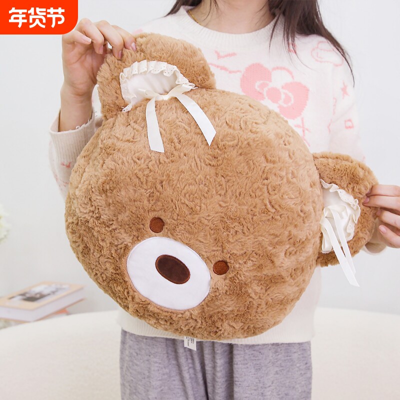 可爱团子熊头抱枕毛绒玩具公仔居家沙发靠垫办公午休枕陪伴布娃娃