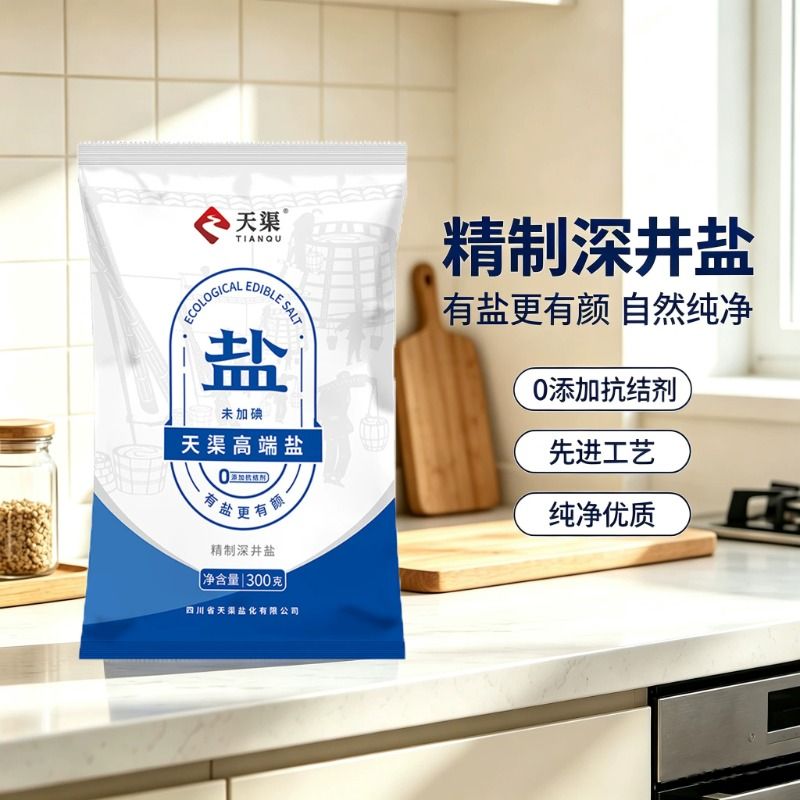 天渠精制深井盐未加碘食用盐0添加抗结剂家用调味食盐低钠精纯