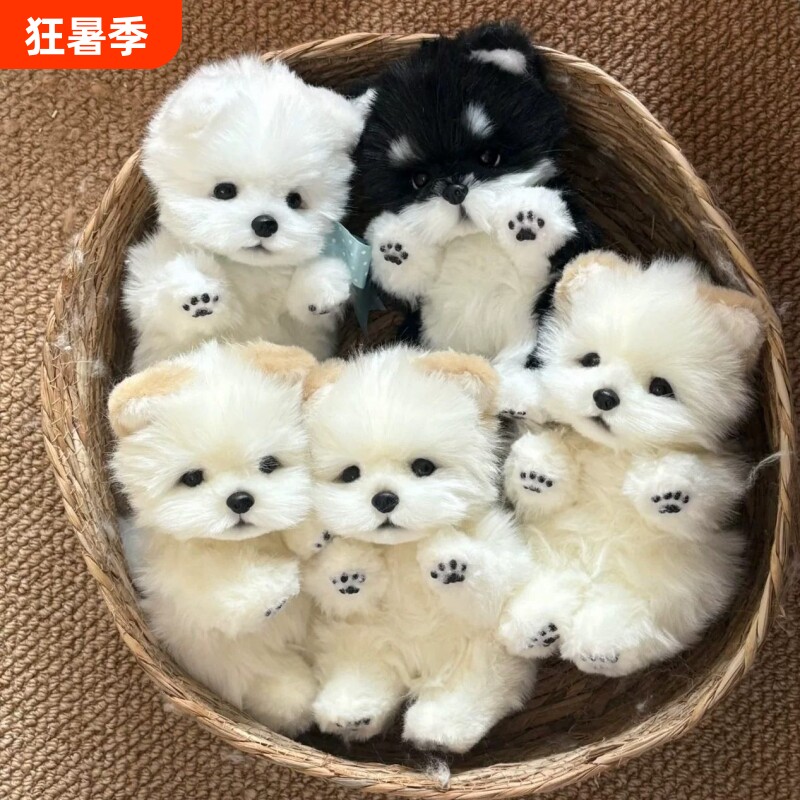 可爱土松彷真萨摩耶小狗玩偶手工呆萌公仔挂件包包挂饰送朋友礼物