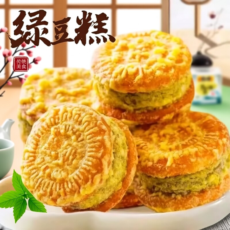 绿豆饼网红抖音同款传统老式糕点点心手工独立包装好吃休闲零食品
