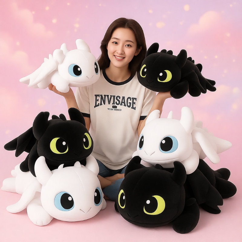 爆款趴姿无牙仔玩偶抱枕夜煞毛绒玩具驯龙高手公仔儿童生日礼物女