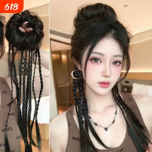 假发花苞丸子头辫子麻花拳击小辫增高颅顶长发马尾增发量龙须发圈