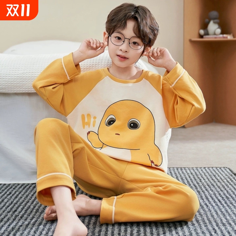春秋季2025奶龙儿童睡衣男童长袖卡通洋气中大童小男孩家居服套装