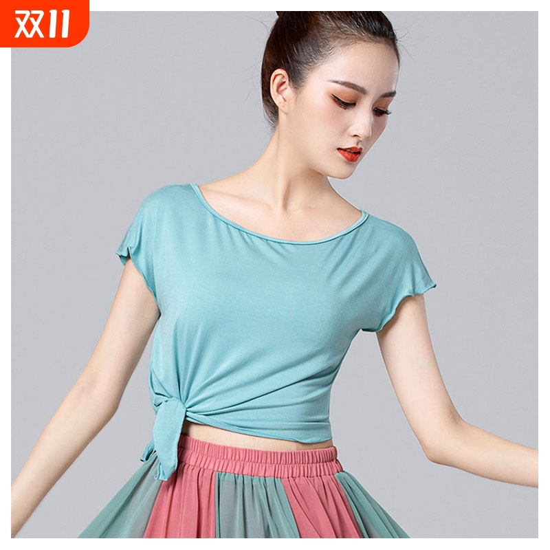 现代舞舞蹈服装古典舞广场舞夏季练功服短袖上衣吸汗透气夏季纯棉