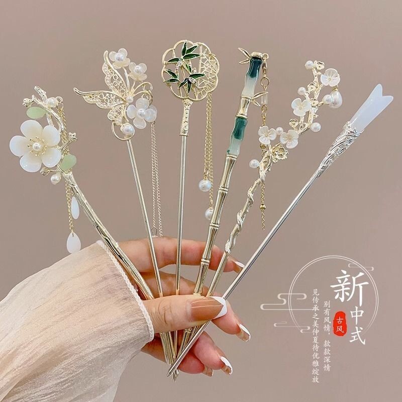 古风流苏儿童发簪汉服步摇簪子成人高级感新中式现代发张钗子头饰
