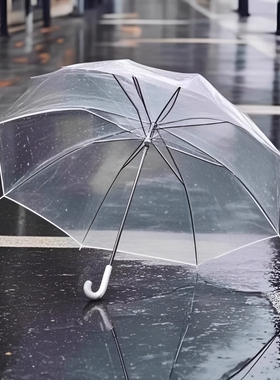 雨伞透明长柄手动男女高颜值8骨韩系ins风透明伞学生拍照伞白色