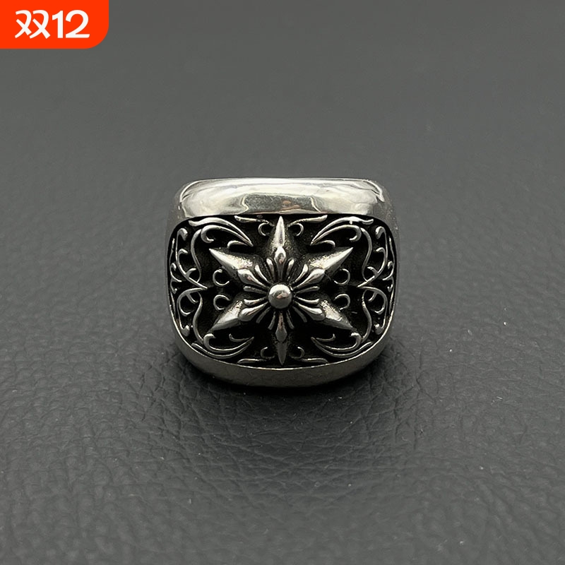 ODKE高级感复古藤蔓六芒星戒指欧美跨境男士指环经典中古不掉色