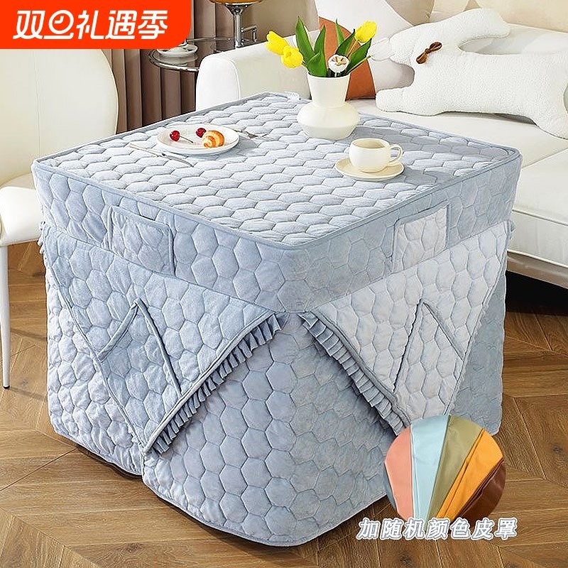 2025新款加厚烤火桌罩套正方形加绒烤火罩罩套电火炉桌布套防油