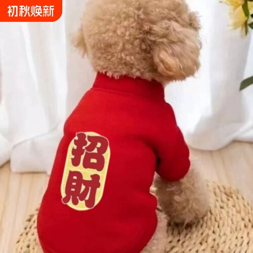 宠物衣服猫咪狗狗新年招财进宝秋冬两脚套头博美泰迪柯基比熊衣服