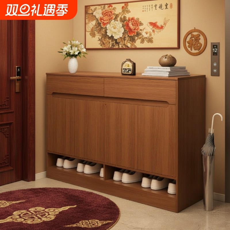 鞋柜家用门口楼道外靠墙新中式大容量玄关柜子收纳柜门外走廊鞋架