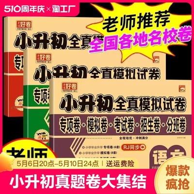 2024年小升初真题卷语文数学英语必刷题人教版六年级下册升学总复习资料试卷测试卷全套练习册模拟期末卷子提分笔记名校考卷大集结