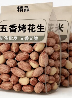 五香烤花生花生米山东特产烤熟下酒菜粒新鲜零食小花生原味蒜香