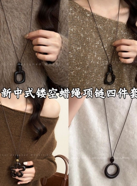 春款花朵镂空长款项链女复古小众独特设计感锁骨链新款挂脖配饰