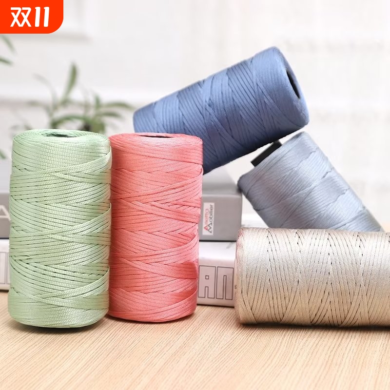 丝光扁带钩针diy毛线手工包包