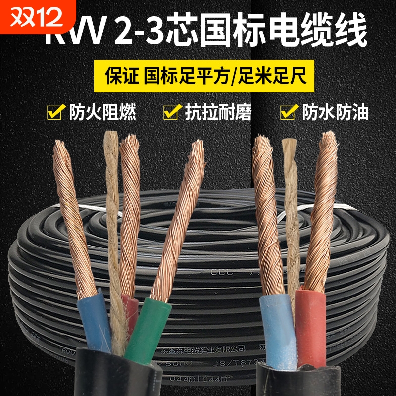 国标2芯足2.5 4 6平方电线电缆线3芯1.5户外防冻护套线电源线软线