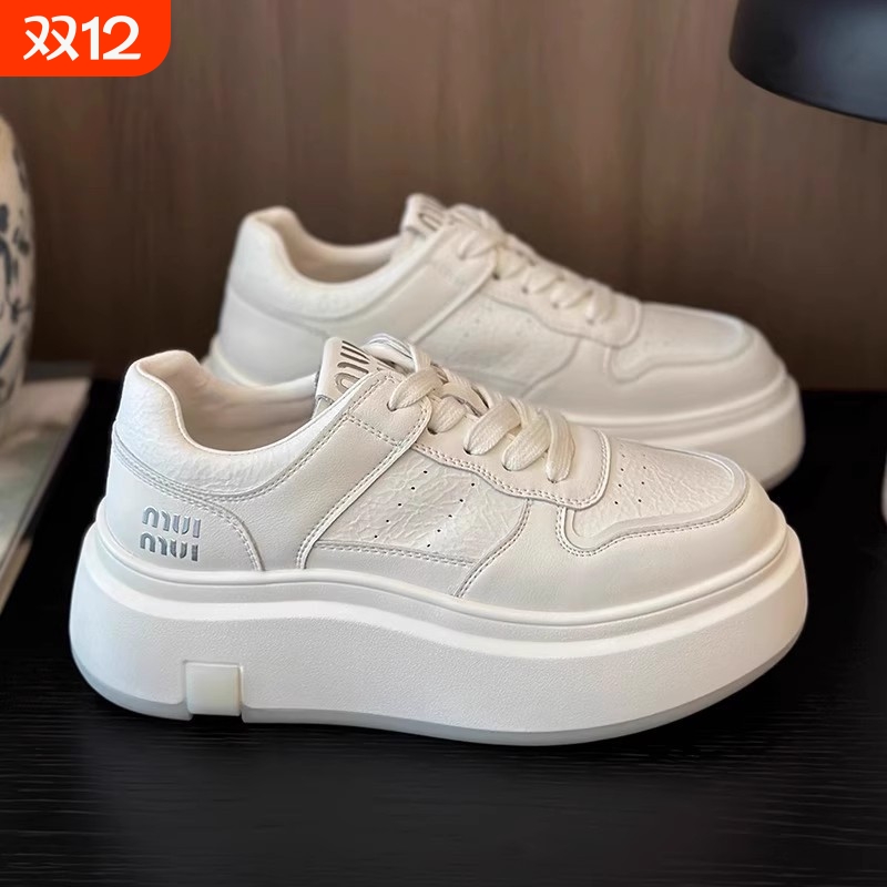 品牌断码松糕厚底增高小白鞋女鞋2025新款春秋季爆款百搭学生休闲