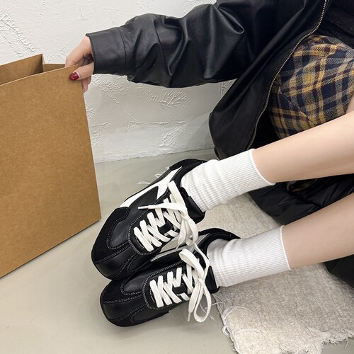 意尔康心选小个子增高德训鞋休闲运动鞋2026春季拼色女鞋新款复古