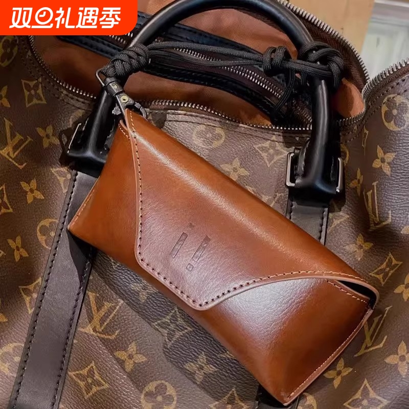 高级墨镜包出口级男女款棕色灰色太阳眼镜盒皮质便携硬抗压收纳