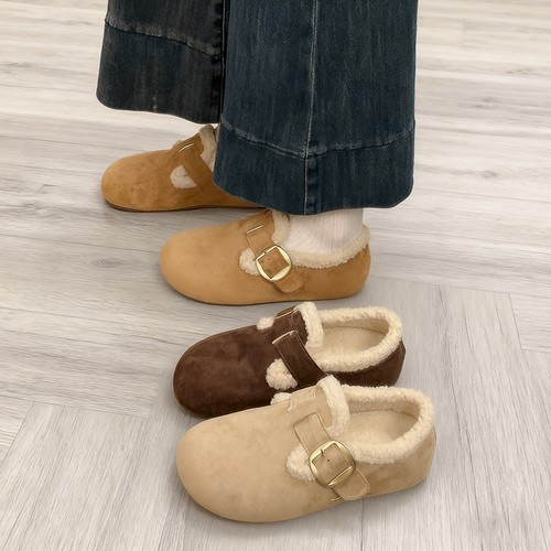 3CM内增高勃肯鞋女2025秋冬新款雪地一脚蹬加绒毛毛鞋棉鞋子手工