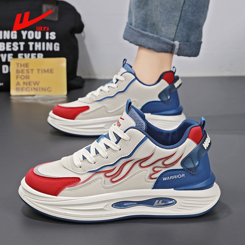 回力男鞋皮面防水防滑鞋秋冬季百搭休闲鞋跑步运动鞋新款老爹鞋潮