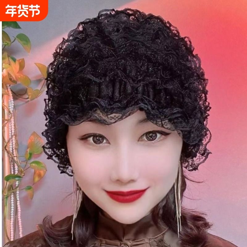 薄款包头帽遮白发帽蕾丝帽时尚小帽防风帽光头帽女头巾冬季花朵