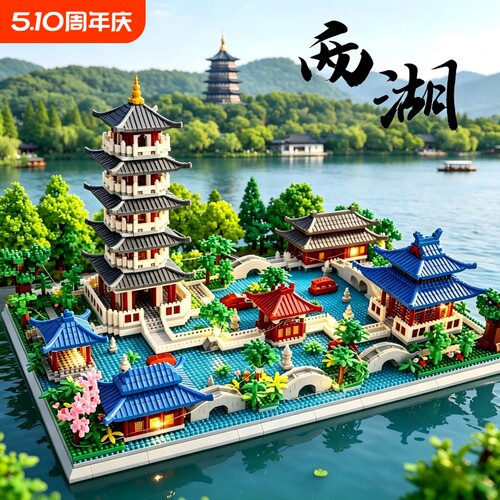 2026新款杭州西湖积木高难度巨大型故宫系列建筑拼装玩具男孩礼物