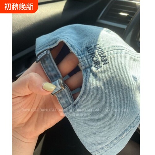 Banlicat 显白减龄牛仔棒球帽男女字母R弯檐鸭舌帽大头围显脸小韩