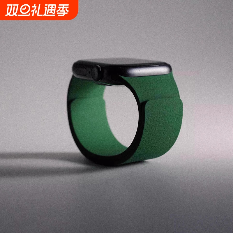 适用苹果iwatch手表S10表带硅胶S9磁吸S8荔枝纹7夏季65男女款applewatch腕带4SE高级感ultra高级纯色新款橙色