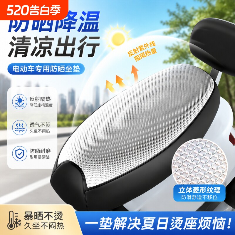 电动车坐垫套防水防晒踏板摩托车隔热透气四季通用皮套皮革坐垫套