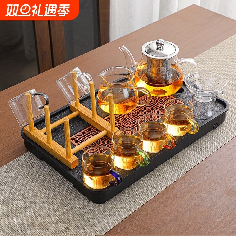 耐高温玻璃功夫茶具套装办公室家用泡茶壶茶杯茶台一整套组合茶道