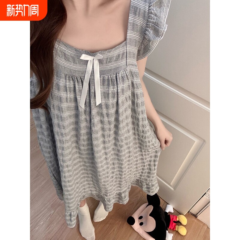 小飞袖睡裙女夏季2026新款棉绸背心睡衣带胸垫一体女士大码家居服