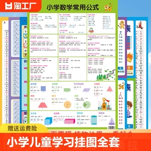 全套7张 小学儿童学习挂图全套 拼音字母乘除10加减口诀表识字