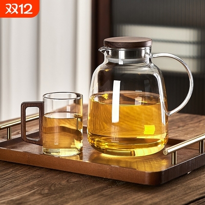 冷水壶玻璃耐高温家用大容量食品级高硼硅加厚储水泡茶果茶凉水杯