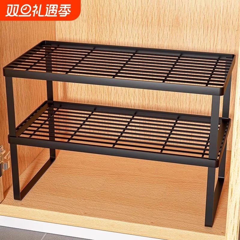 厨房锅架置物架橱柜内分层储物架隔板多功能下水槽锅具收纳架鞋子