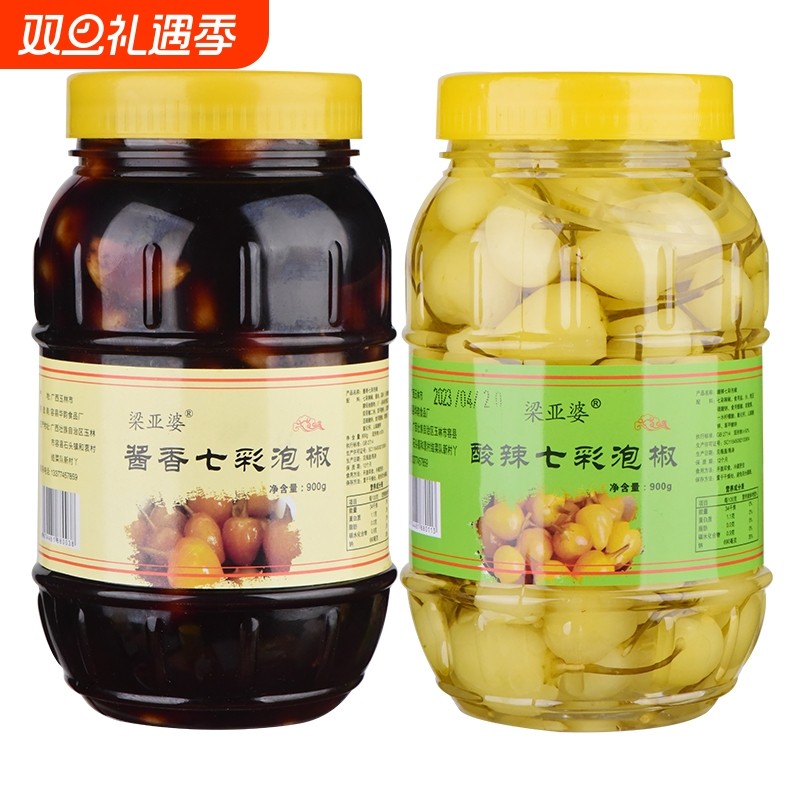 广西七彩椒泡椒梁亚婆五彩椒辣椒正宗香脆灯笼椒下饭菜酸辣瓶装