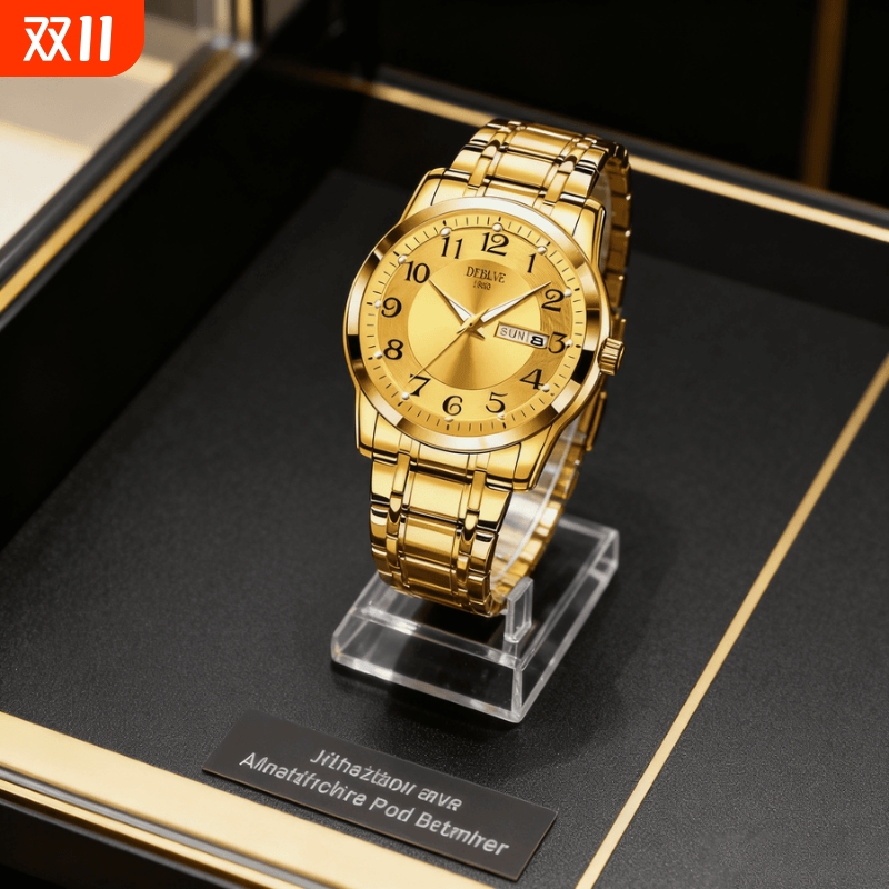 手表男款防水高级感全自动男表数字双日历防水腕表男机械风全自动