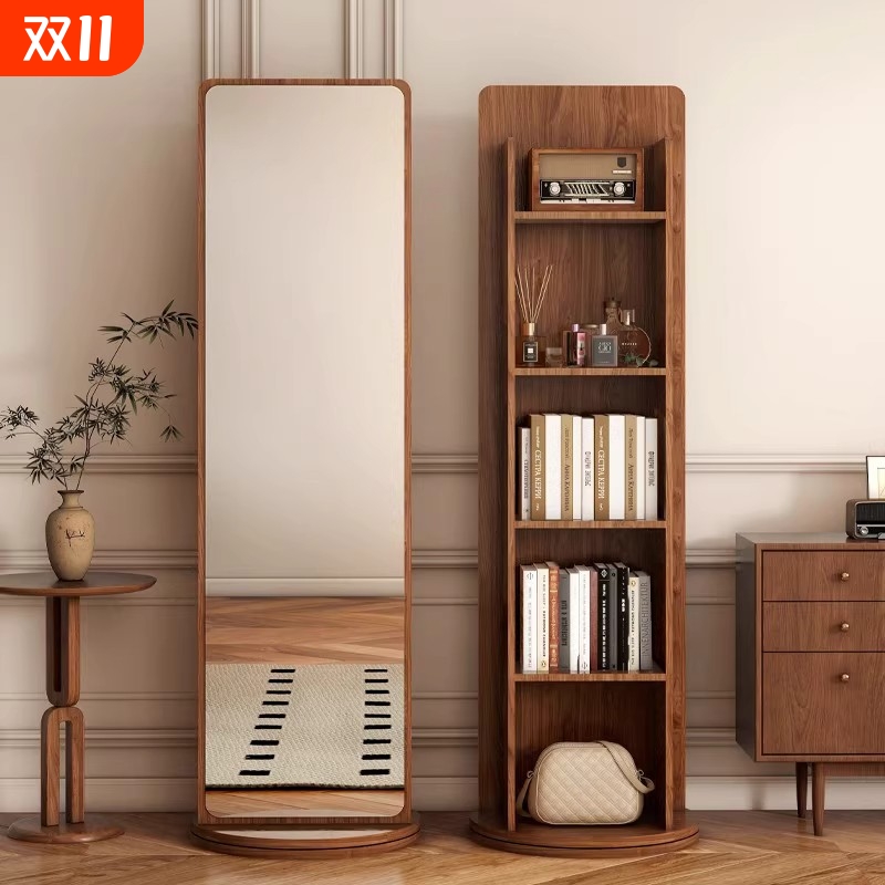 全身镜落地镜家用镜可旋转书柜一体穿衣镜试衣镜子衣柜卧室隐藏