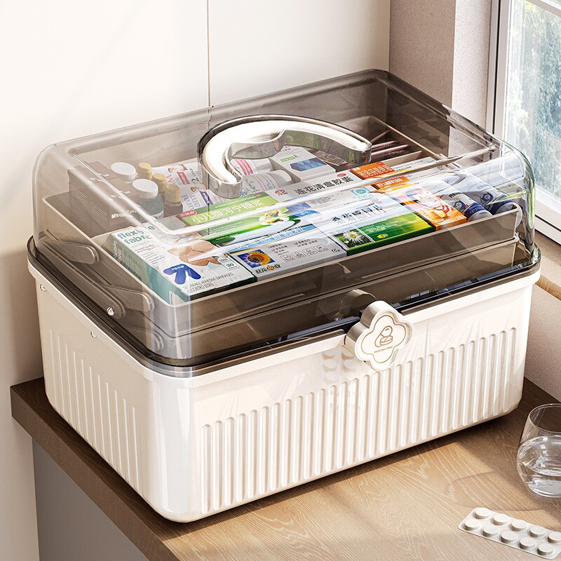 三层折叠医药箱 大号家用药品医药箱医疗急救分类药箱手提急救箱