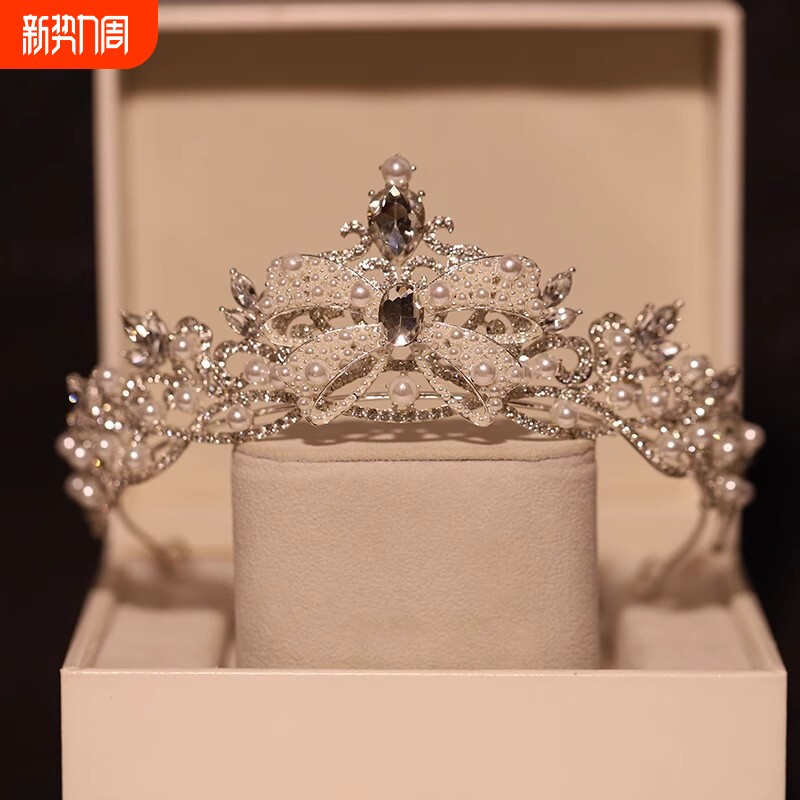 儿童皇冠头饰新娘主婚纱发箍公主礼服配饰蝴蝶结造型女神生日学生