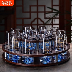 蓝山白酒杯套装家用水晶玻璃分酒器带刻度酒具轻奢高档一口杯冰山