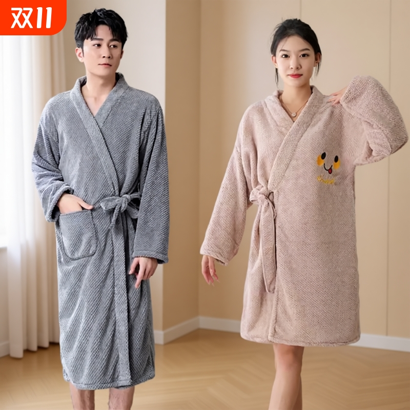 男士浴袍浴巾珊瑚绒男女吸水速干家用情侣款裹巾四季通用洗澡专用