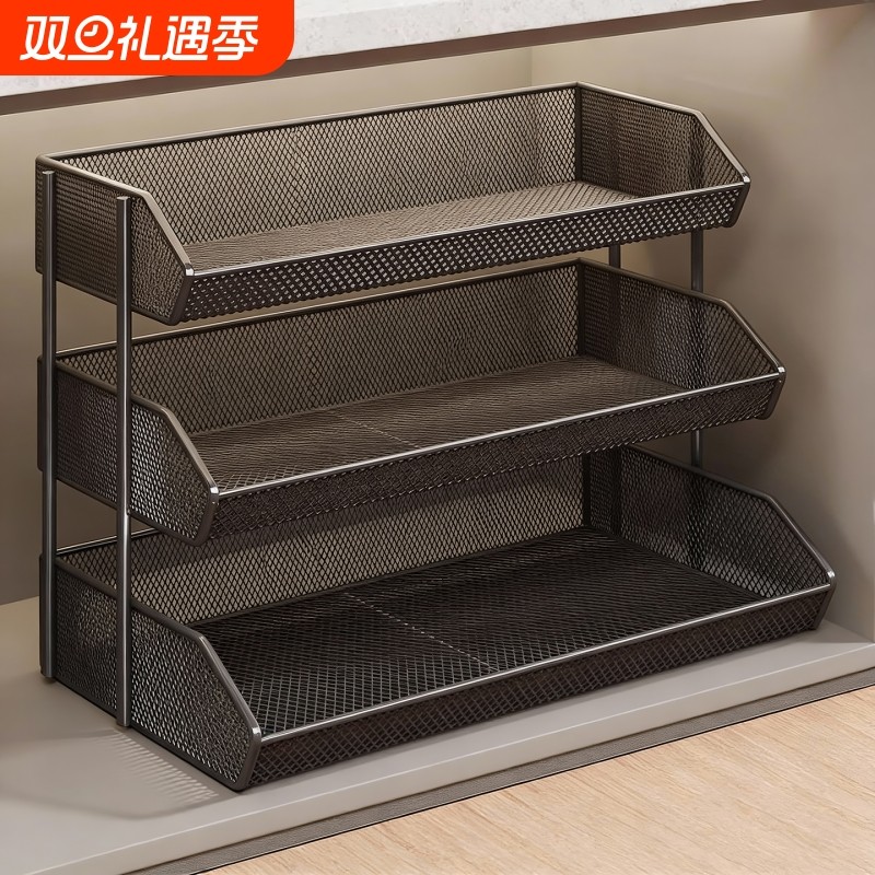 厨房下水槽置物架篮卫生间洗漱台下收纳架家用多层一体开放储物架