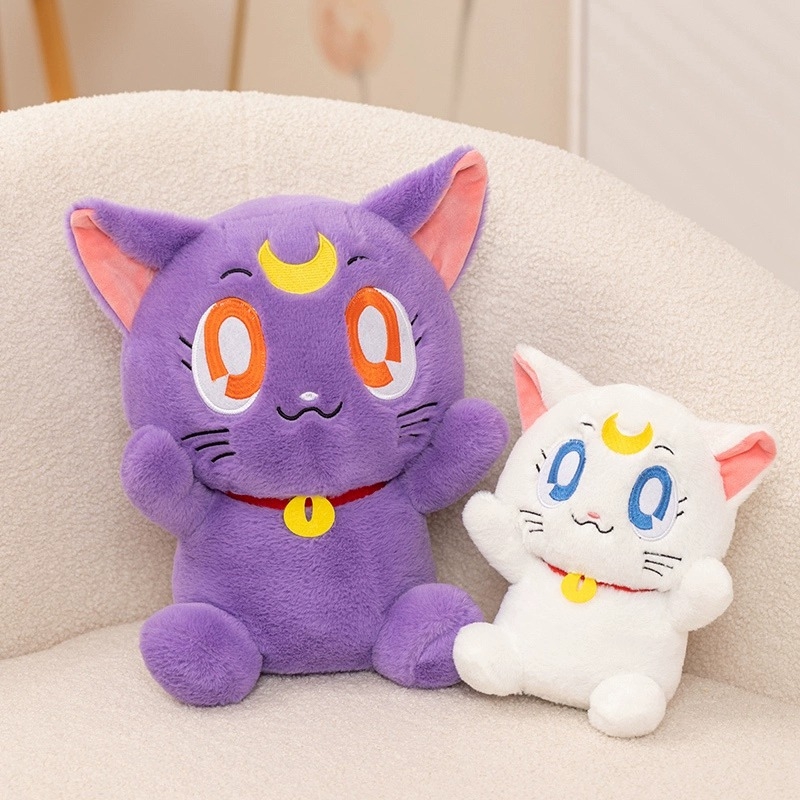 睡觉月亮小猫咪公仔女战士的宠物女孩卡通安抚抱枕布娃娃生日礼物