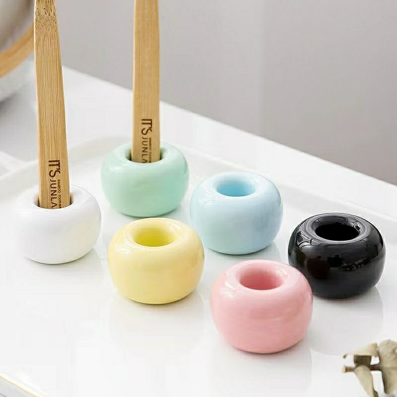 创意陶瓷牙刷架放置手动牙刷牙刷托日式浴室牙具座情侣牙刷底座