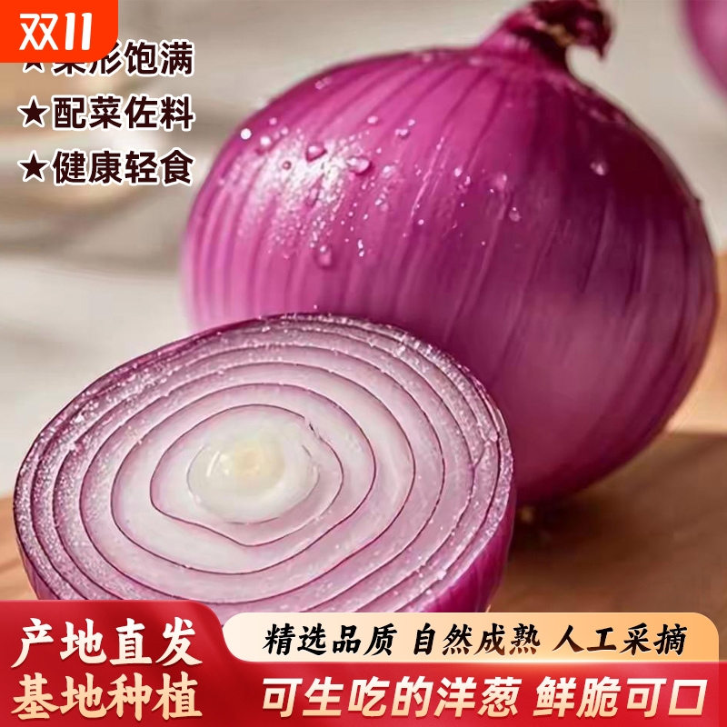 新生紫皮洋葱生吃脆甜应季新鲜生鲜蔬菜 健康轻食沙拉拌面酱 5斤
